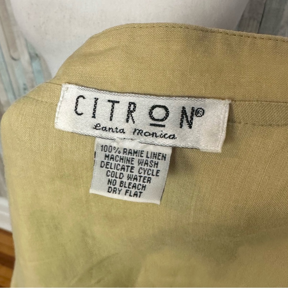 Citron Santa Monica XL 100% Ramie Linen Button Front Jacket Boho Lagenlook Asian - Picture 6 of 6